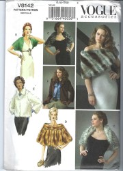 8142 VOGUE FUR WRAP, SHRUG, CAPELET COLLAR JACKET PATTERN  XS - MEDIUM UNCUT